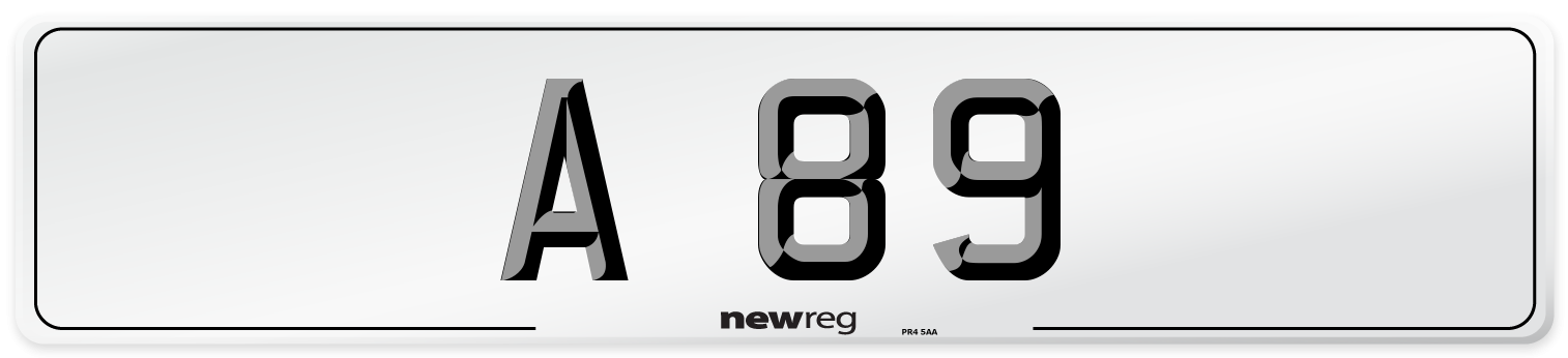 A 89 Number Plate from New Reg